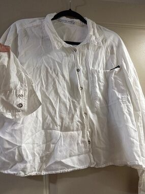 Calvin Klein Jean Button Down Cropped White NWOT